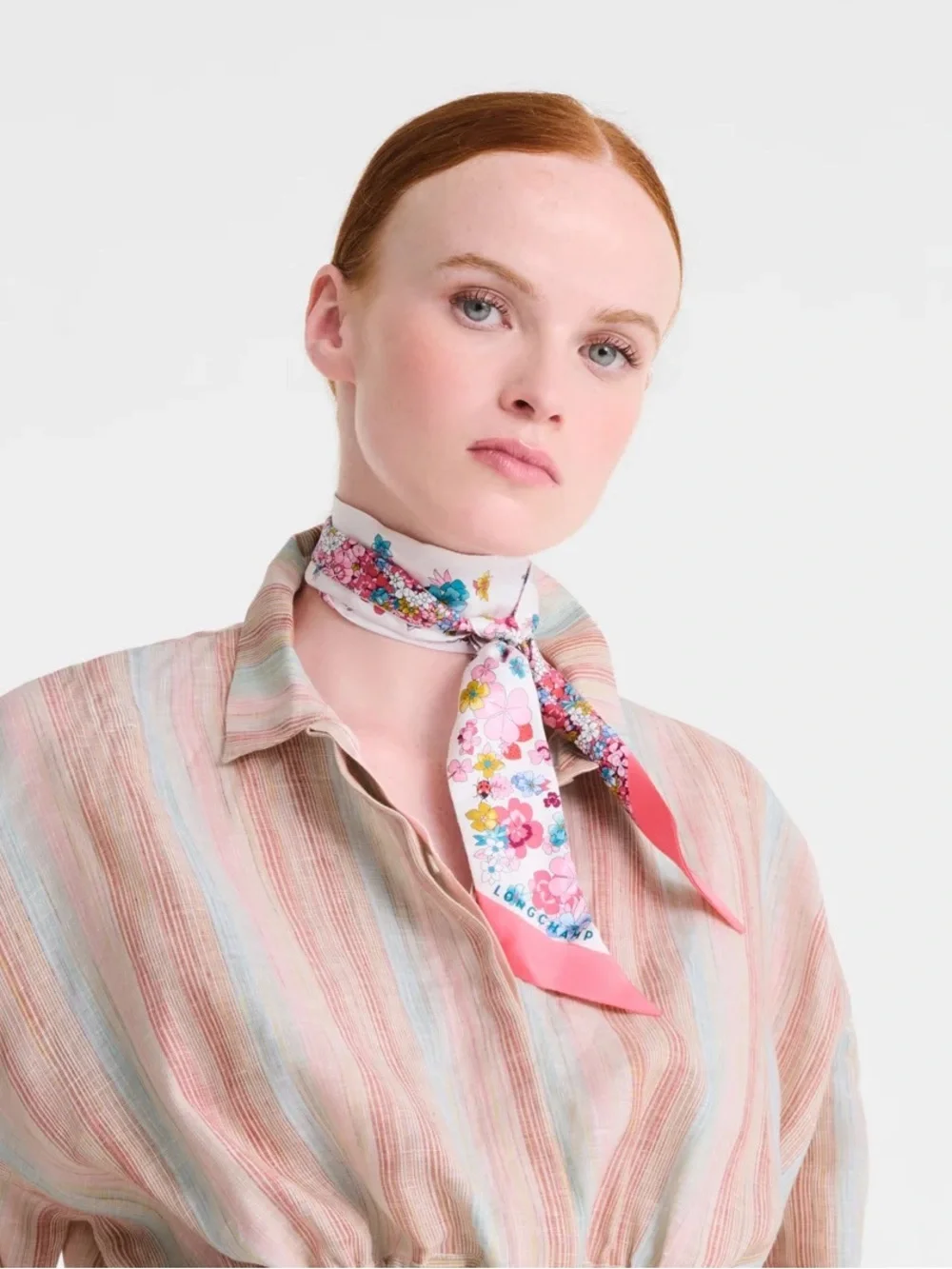 NWOT Longchamp Frise Fleurie Silk Headband / Scarf
